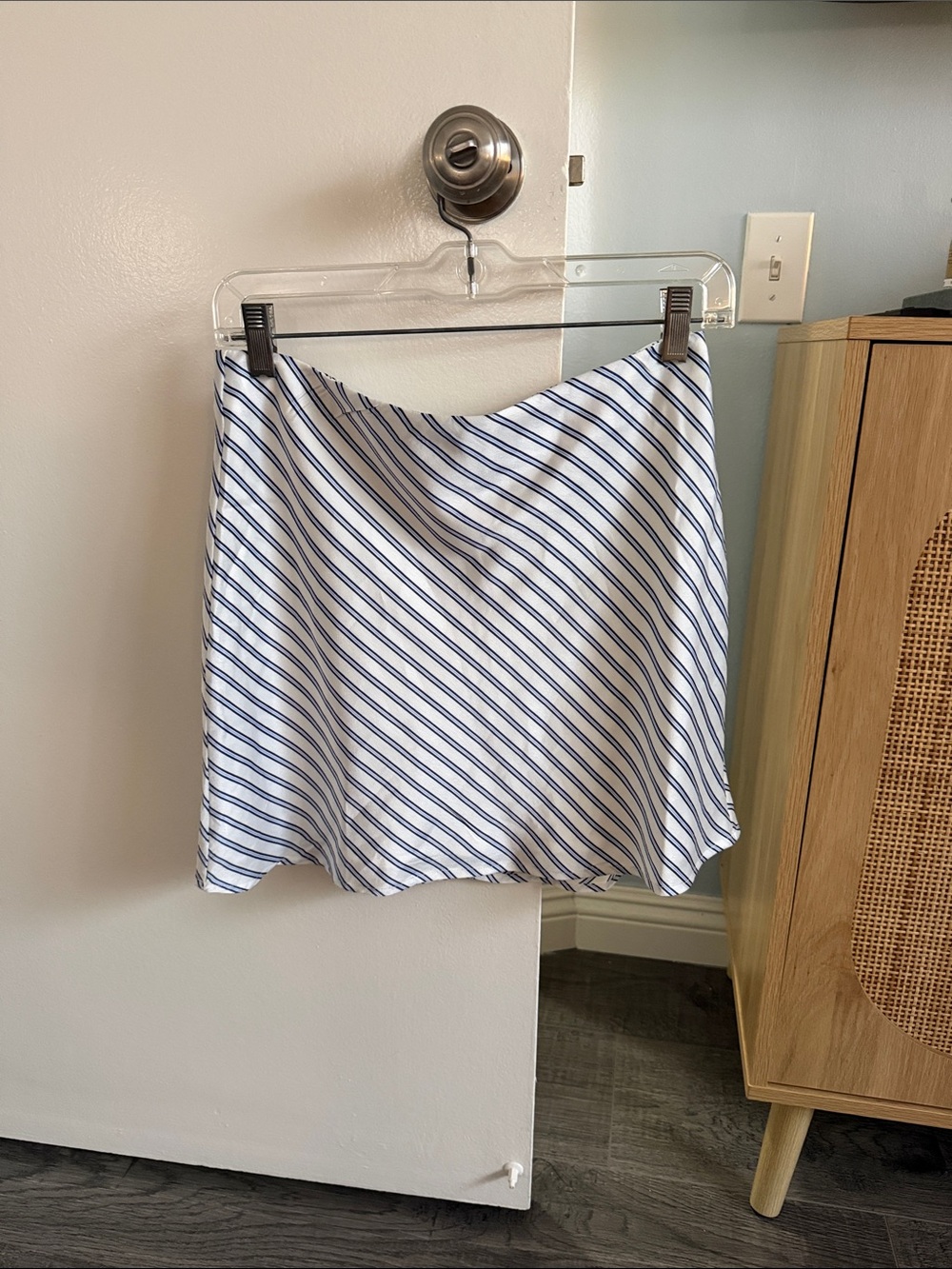 Striped White and Blue Mini Skirt